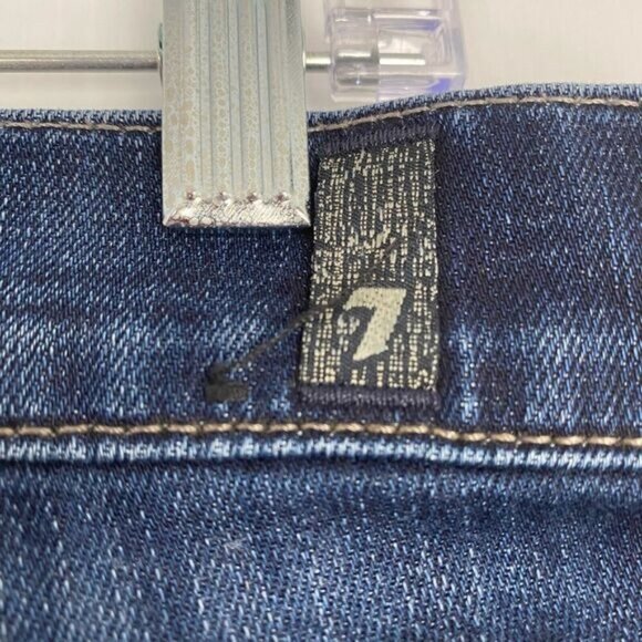 7 For All Mankind Men's Blue Jeans Size 36 Blue Breett Stretch Distressed Bottom - Picture 10 of 12